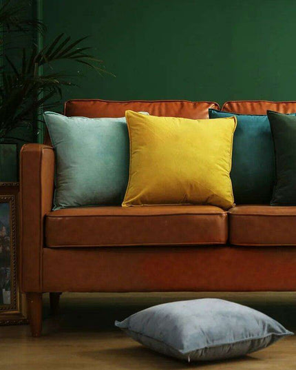 Plush Golden Velvet Pillow Cover Set - Perfect for Home, Vehicle, and Office Elegance