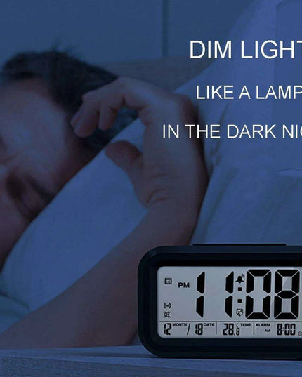 English Voice-Activated Alarm Clock with Temperature, Calendar, Snooze, and Backlight Features