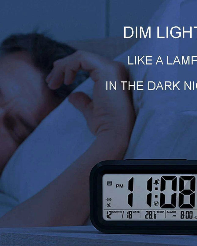 English Voice-Activated Alarm Clock with Temperature, Calendar, Snooze, and Backlight Features