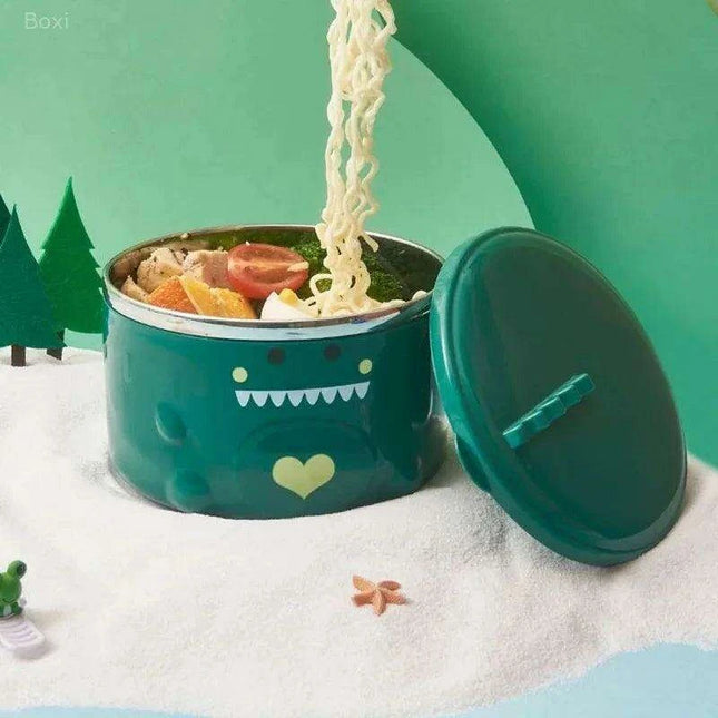 Dino-Themed Stainless Steel Lunch Bowl Set - Fun Meal Container for Kids