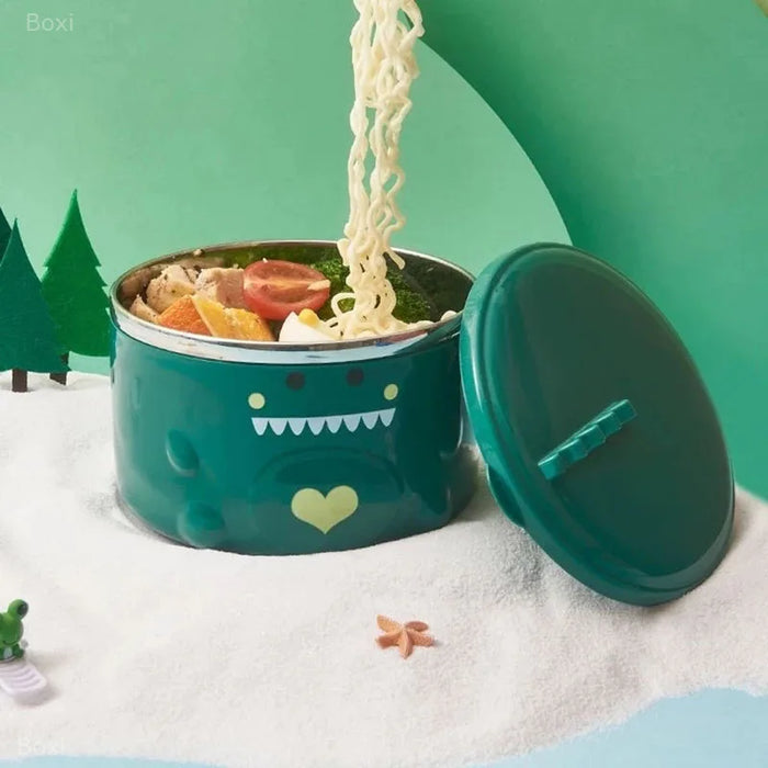 Dino Steel Noodle Bowl Set - Multi-functional Lunch Box