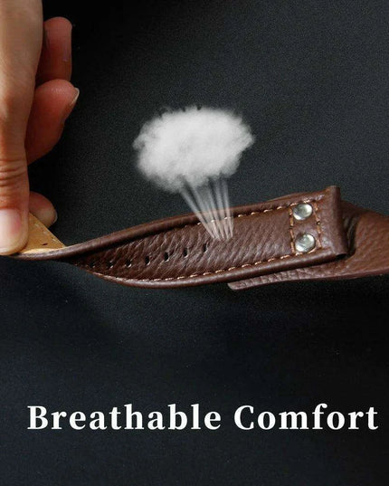 22mm Luxurious Black/Brown Riveted Leather Strap for Fossil Watches