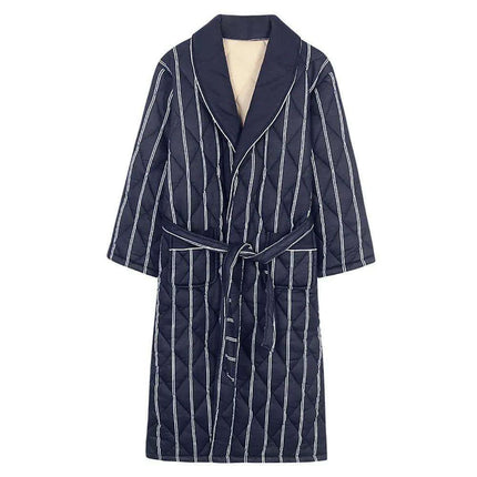 Men's Elegant Plaid Kimono Robe - Superior Cotton Lounge Wear for Chilly Seasons