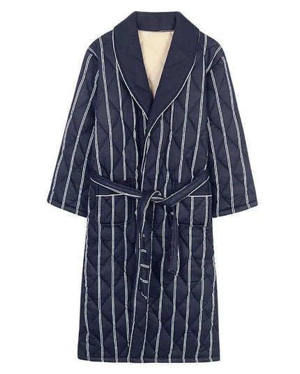 Men's Elegant Plaid Kimono Robe - Superior Cotton Lounge Wear for Chilly Seasons