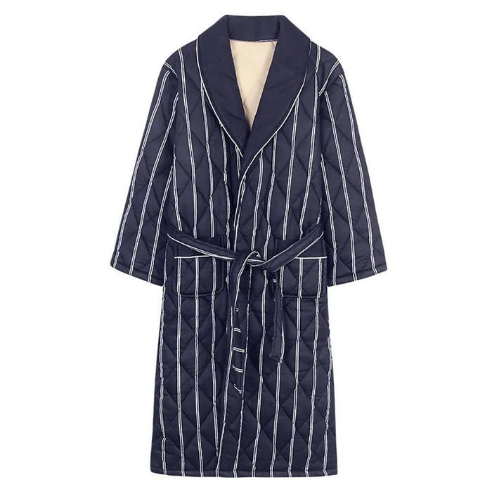 Plush Men's Tartan Kimono Robe - Soft Cotton Loungewear for Autumn & Winter Style, Breathable & Cozy