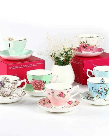 Luxurious Black Floral Porcelain Tea Set for Elegant Gatherings