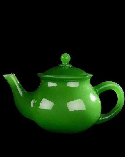 Turquoise-Embellished Afghan Jade Teapot Set for Elegant Tea Ceremonies