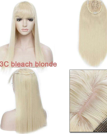 17-Inch Clip-In Synthetic Hair Topper with Silk Base and Bangs for Women