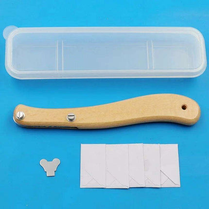 French Bakery Bread Knife Set with Ergonomic Wooden Handle and 5 Curved Blades - Complete Bundle with Packaging Box