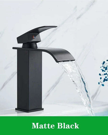 Modern Black Waterfall Faucet with Chrome Accents for Stylish Bathrooms