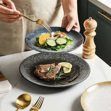 Elegant Japanese Stoneware Dining Plate Set - Choose Your Ideal Size (6, 8, or 10 Inch)