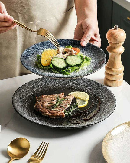 Elegant Japanese Stoneware Dining Plate Set - Choose Your Ideal Size (6, 8, or 10 Inch)
