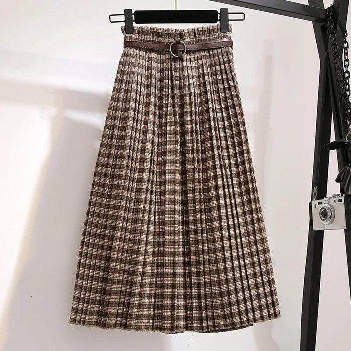 Timeless High-Waisted Plaid Maxi Skirt - Essential for Autumn-Winter