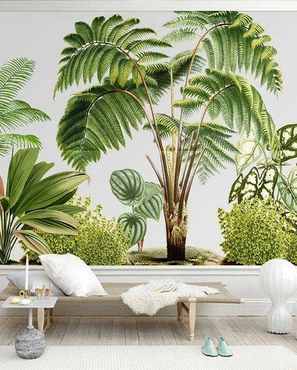 Customizable 3D Tropical Foliage Wallpaper Mural - Refresh Your Interior