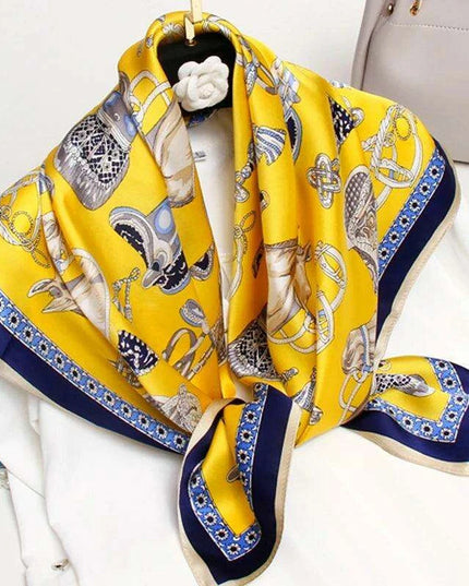 Chic Floral Silk Scarf - Luxurious 90x90cm Women's Neck Accessory