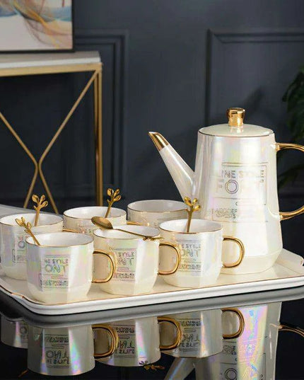 Nordic Gold Elegance: Premium Ceramic Tea and Coffee Set
