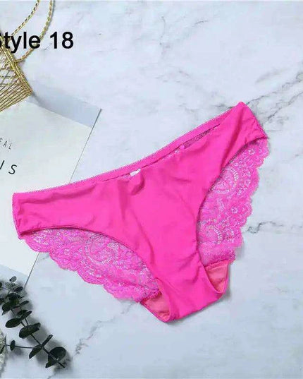 Women’s Leopard Print Lace Trim Seamless Cotton Panties - Breathable Ice Silk Lingerie