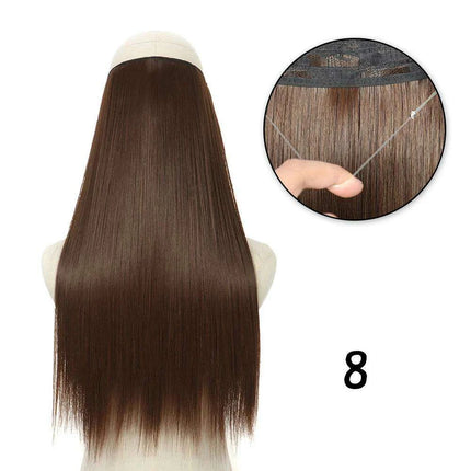 Blonde and Black Halo Hair Extensions for Effortless Volume and Length Boost