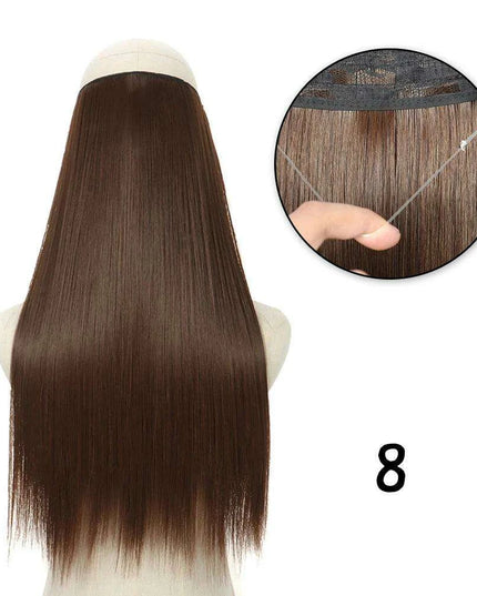 Blonde and Black Halo Hair Extensions for Effortless Volume and Length Boost