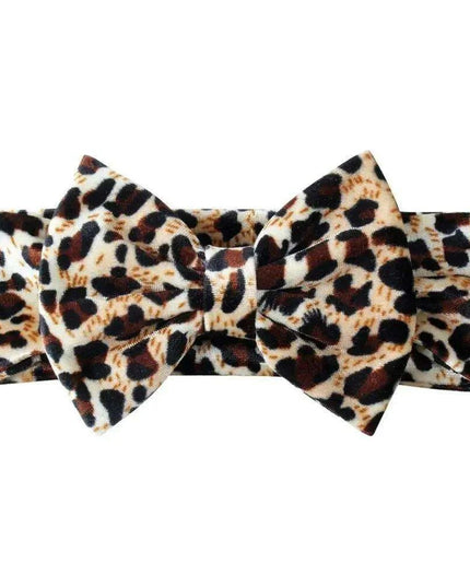 Leopard Print Velvet Headband and Hair Bow Set - Stylish Hair Accessories for Fashion-Forward Girls