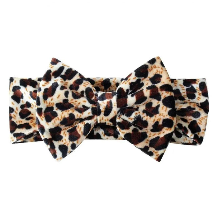 Leopard Print Velvet Headband and Hair Bow Set - Stylish Hair Accessories for Fashion-Forward Girls