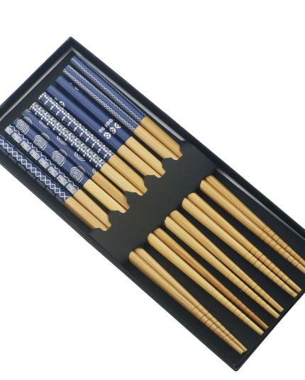 Elegant Handcrafted Bamboo Chopstick Set - 5 Pairs, 23.5cm Natural Wood for Sushi & Noodles