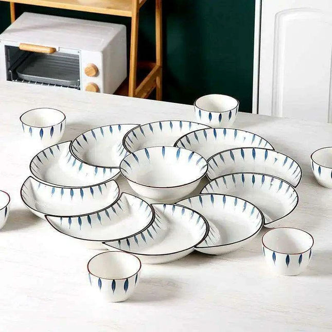 Lunar Elegance: Japanese Ceramic Tableware Set for Stylish Dining Events