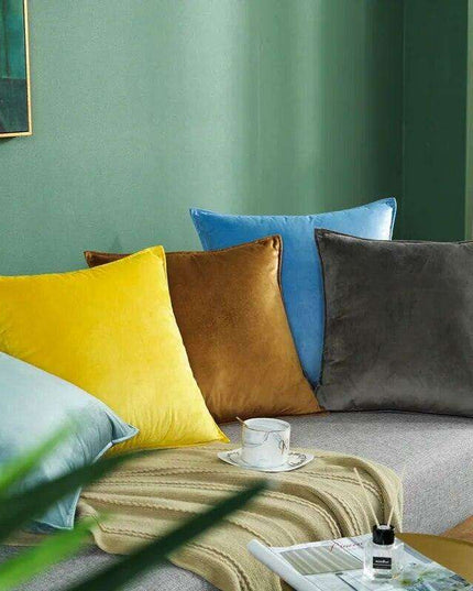 Plush Golden Velvet Pillow Cover Set - Perfect for Home, Vehicle, and Office Elegance