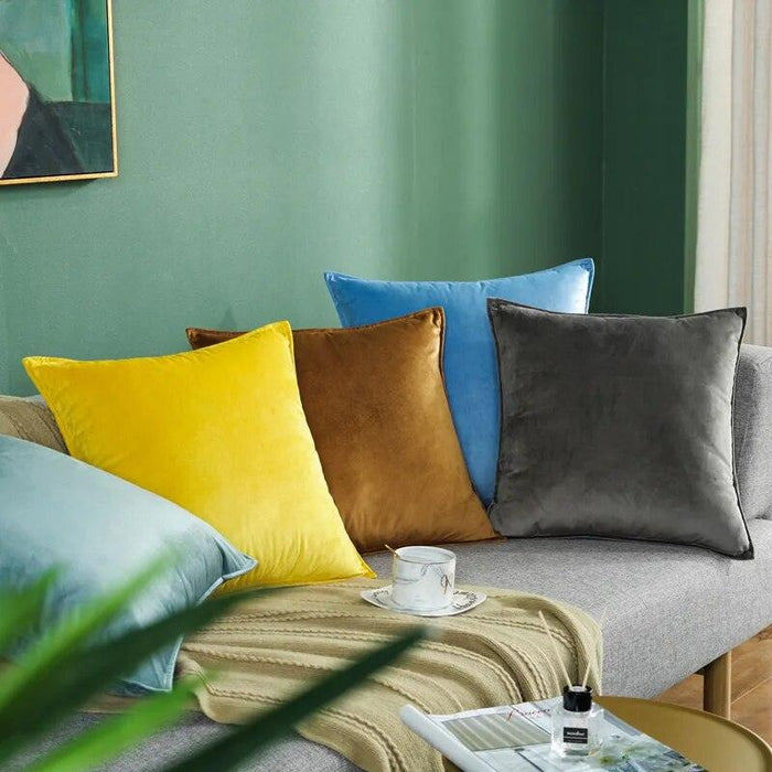 Plush Golden Velvet Pillow Cover Set - Perfect for Home, Vehicle, and Office Elegance