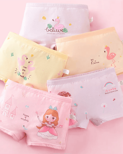 Adorable 5-Pack Cartoon Cotton Underwear Set for Toddler Girls Aged 2-10