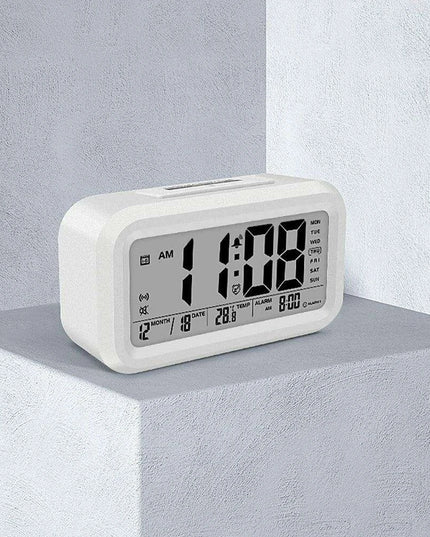 English Voice-Activated Alarm Clock with Temperature, Calendar, Snooze, and Backlight Features
