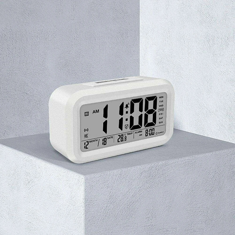 English Voice-Activated Alarm Clock with Temperature, Calendar, Snooze, and Backlight Features