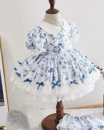 2PCS Delightful Vintage Spanish Lace Summer Dresses with Bow for Toddler Girls - Eid Festivity Collection Y2925