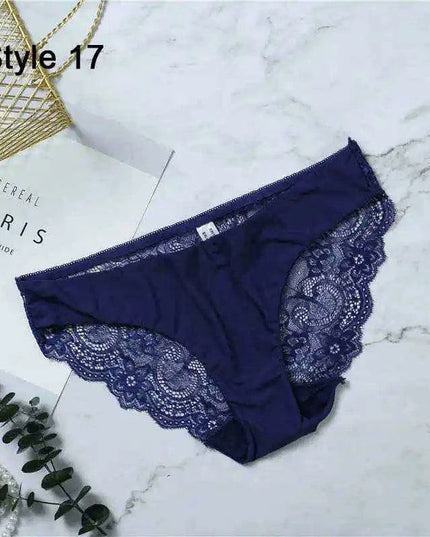 Women’s Leopard Print Lace Trim Seamless Cotton Panties - Breathable Ice Silk Lingerie