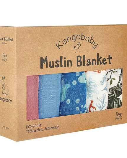 Kangobaby Luxurious 5-Piece Baby Blanket Set - Soft Bamboo Cotton Comfort for Your Baby