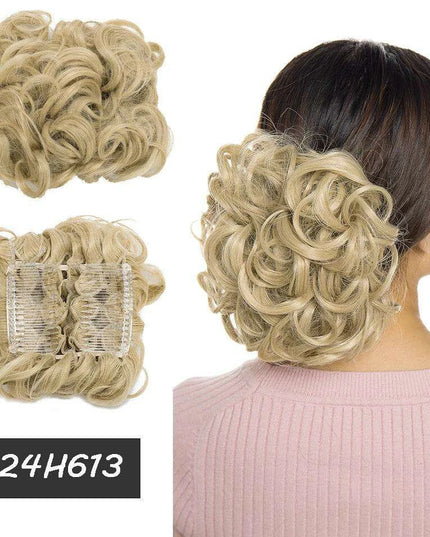 Elegant Ombre Curly Chignon Hairpiece with Comb - High Heat Resistant Women's Extension