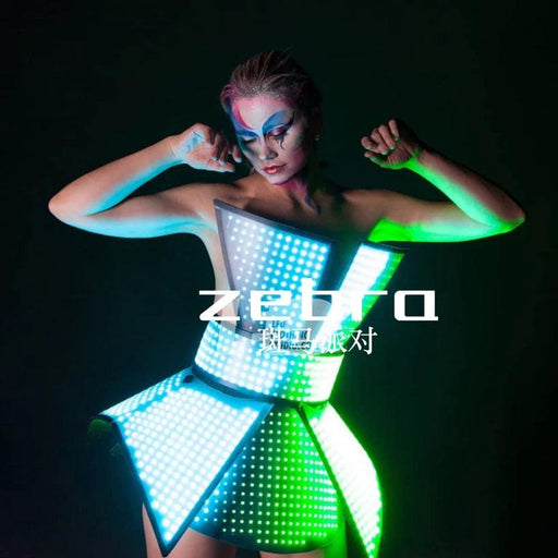 LED Glow Party Dress - Customizable Light-Up Performance Wear for Nightclubs and Techno Shows