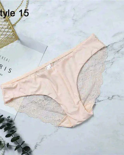 Women’s Leopard Print Lace Trim Seamless Cotton Panties - Breathable Ice Silk Lingerie