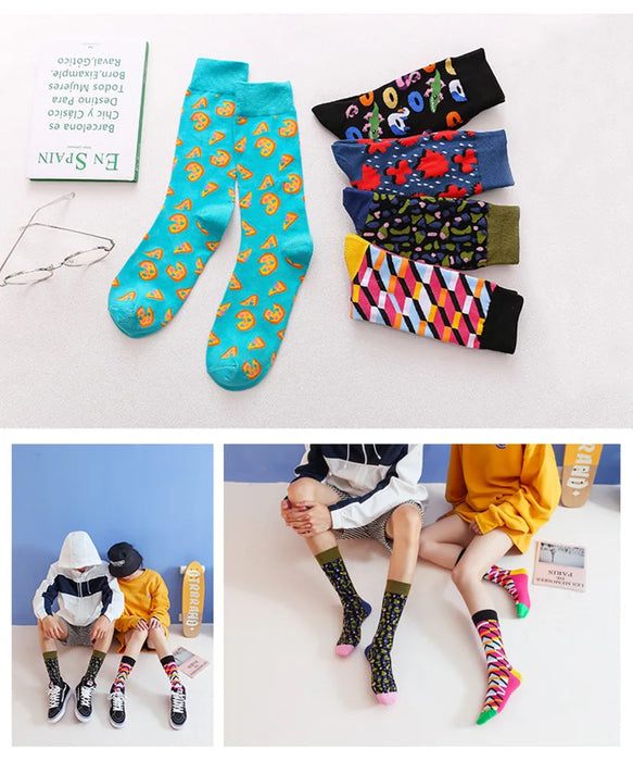 Vibrant Colorful Tongue Design Skateboard Socks for Women