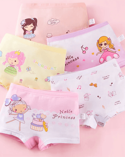 Adorable 5-Pack Cartoon Cotton Underwear Set for Toddler Girls Aged 2-10