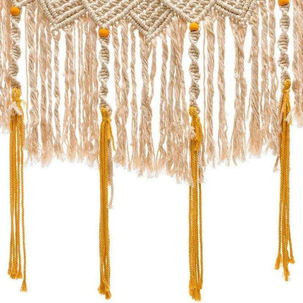 Artisanal Eco-Friendly Macrame Flag Wall Hanging with Wooden Dowel - Bohemian Home Decor