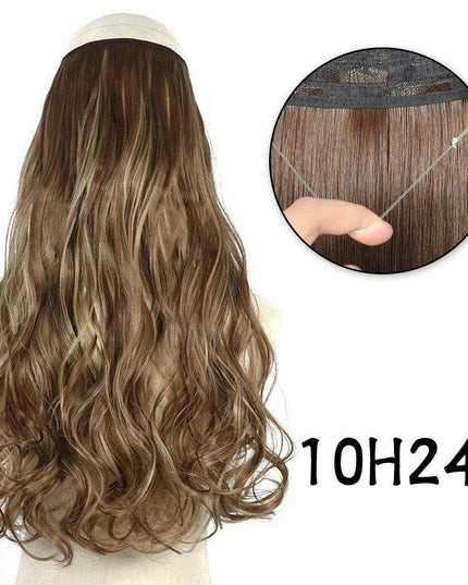 Blonde and Black Halo Hair Extensions for Effortless Volume and Length Boost