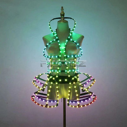 Radiant LED Dance Cage Outfit with Remote Control - Dazzle the Night Away!