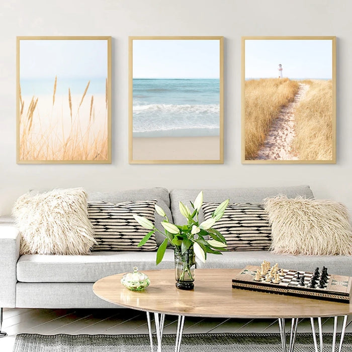 Tranquil Coastal Haven Canvas Art Set for Home and Office Enhancement