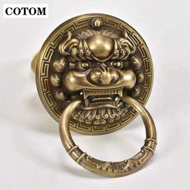 Lenth 190mm Brass Large Antique Lion Door Knocker Lionhead Doorknocker