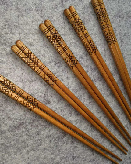 Set of 5 Handcrafted Eco-Friendly Japanese Bamboo Sushi Chopsticks - Non-Slip & Reusable Dining Must-Have