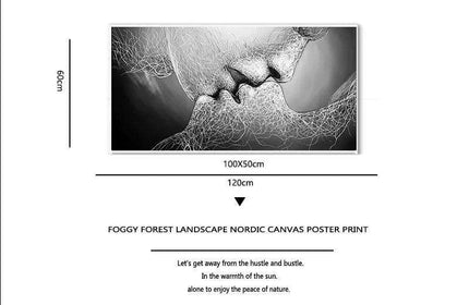 Elegant Monochrome Romance Canvas Artwork - Stylish Modern Wall Accent