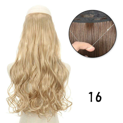 Blonde and Black Halo Hair Extensions for Effortless Volume and Length Boost