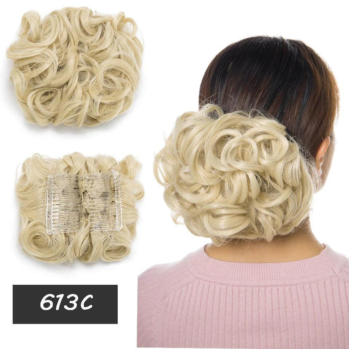 Elegant Ombre Curly Chignon Hairpiece with Comb - High Heat Resistant Women's Extension