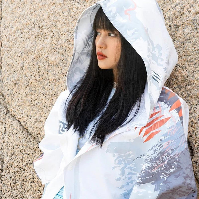 Ocean-Urban Premium Quick Dry Surf Poncho Towel - Stylish Blue Raccoon Design